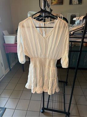 Sophie & Kate Cream Smocked Waist Mini Dress